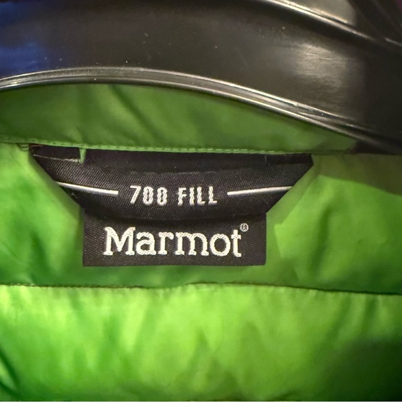 Womens Marmot Jacket 700 Fill Down Puffer Coat Purple Lime GreenFull Zip. Size M - Picture 2 of 8